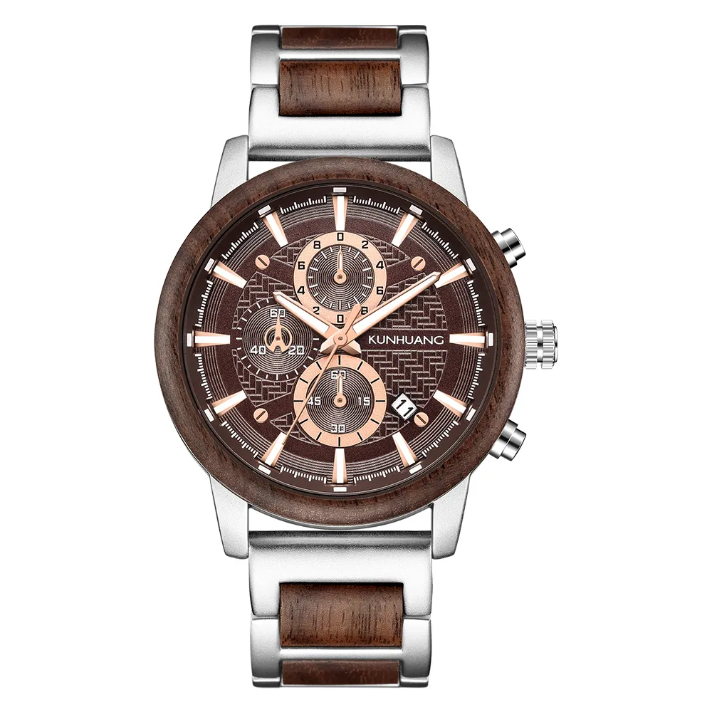 New Men Watch Fashion Waterproof Handmade Pure Wood Leisure Sports Gifts Chronograph Wood Wristwatch213s