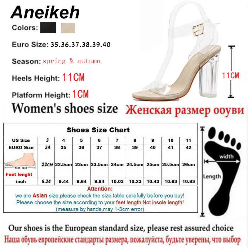 Aneikeh 2021 PVC Gelee Sandalen Kristall Offene Zehen High Heels Frauen Transparente Ferse Sandalen Hausschuhe Pumps 11CM Große Größe 41 42 K78