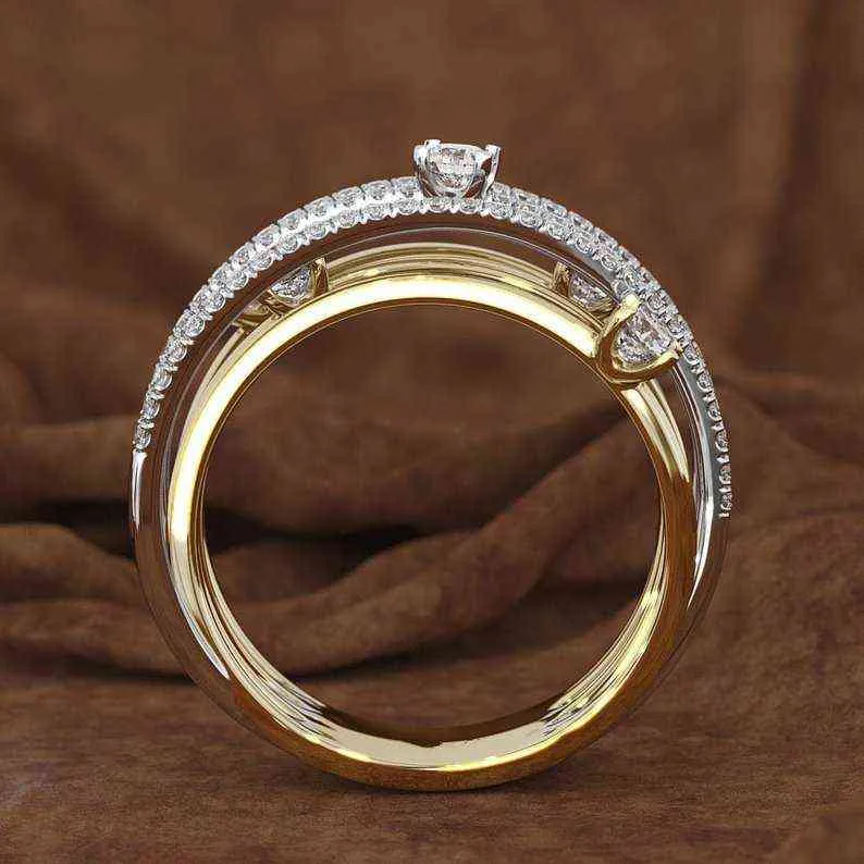 14K 3 цвета золотое бриллиантовое кольцо для женщин Topaz 1 Gemstone Bizuteria Anillos Silver 925 УВЕДЛОЖЕНИЕ УВЕДОМЛЕНИЯ 6819225