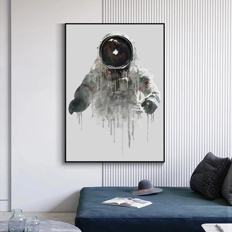 Affiches d'astronaute moderne à l'encre Affiches et imprimés Toile Paintes de toile Images d'art mural pour le salon Décoration de la maison Cuadros no FR9707354