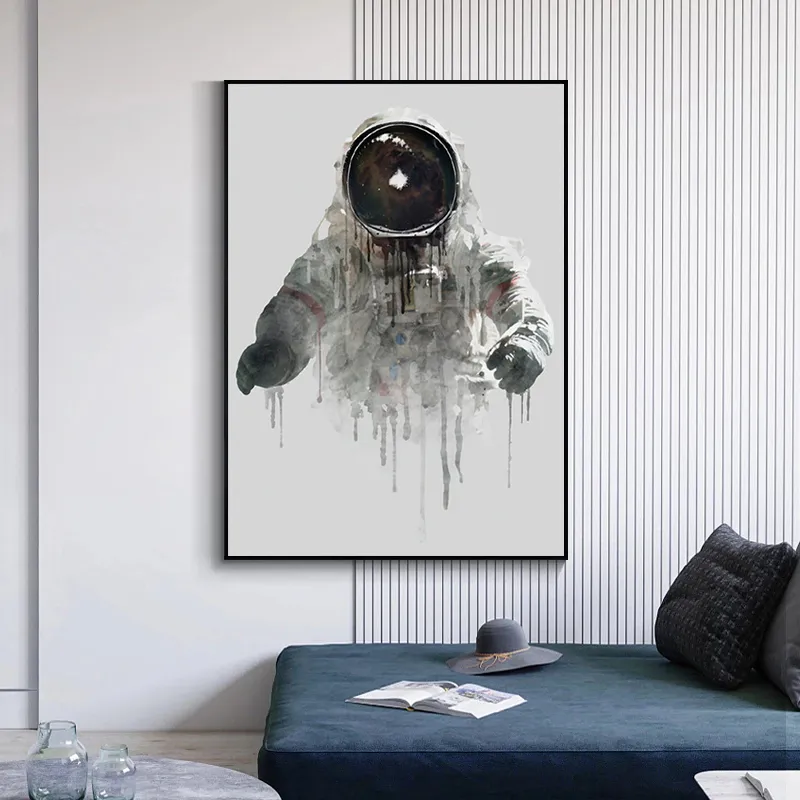 Astratta moderna Inchiostro Astronauta Poster e Stampe Dipinti su tela Immagini di arte della parete soggiorno Decorazione domestica Cuadros No Fr9020056