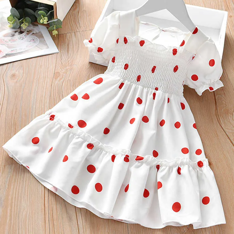 Vestidos de verão Chiffon Polka Dot Princess Vestido para Meninas Crianças Roupas Menina Roupas Crianças 210528