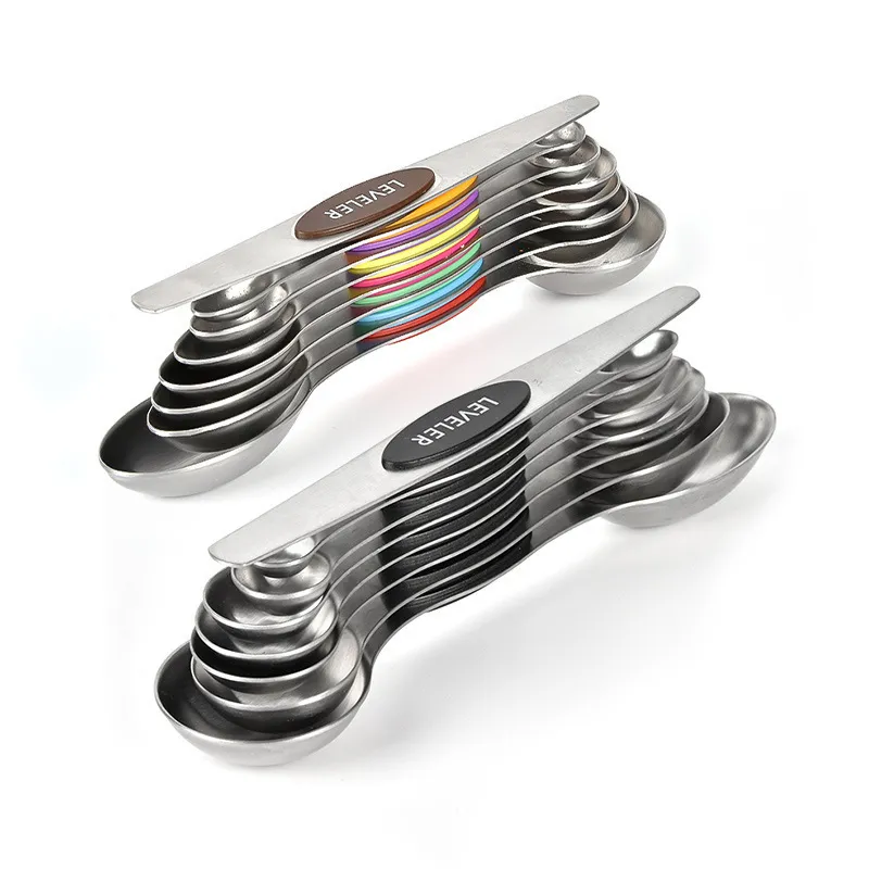 Magnetisches Messlöffel-Set, doppelseitiges Edelstahl-Küchenwaagen-Werkzeug, zum Backen, stapelbares Teelöffel-Set
