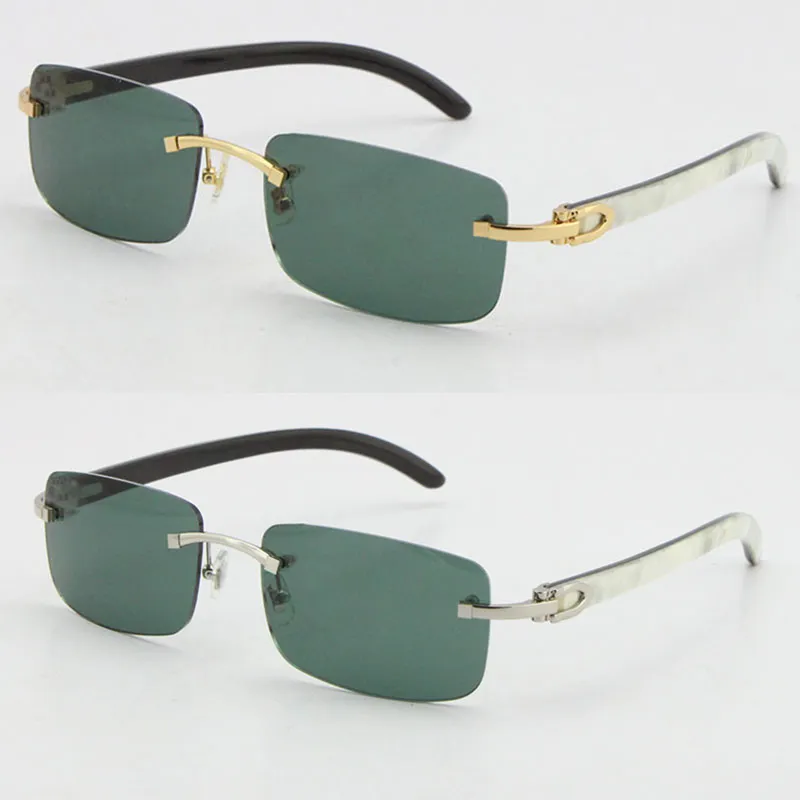 Vente entière sans monture 8200757 hommes lunettes de soleil carrées originales blanches à l'intérieur noir corne de buffle lunettes de soleil mâle et femelle UV400259i