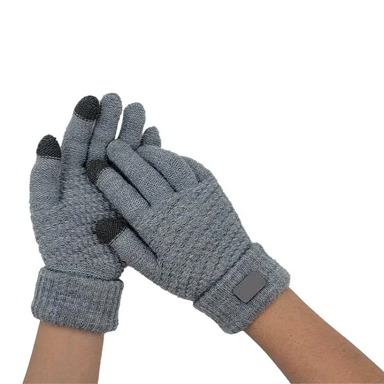 Grands enfants gants tricotés hiver écran tactile gant coupe-vent tricot mitaines adolescent extérieur équitation doigt complet mitaine