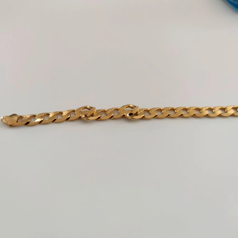 18CT gult fast guldfinish Miami Curb Cuban Link Chain Mens Armband äkta chunky smycken 8 3inch Heavy2659