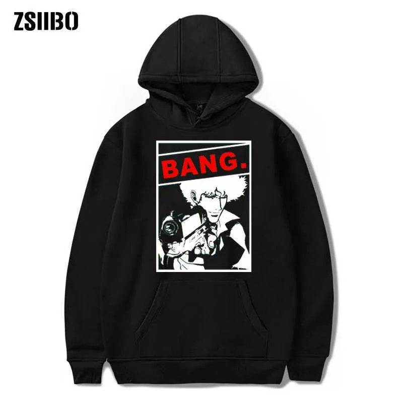 90s klassieke anime cowboy bebop hoodie voor mannen vrouwen lange mouw spike spiegel grafische duivel hoodie pullover harajuku tops geschenk 210819