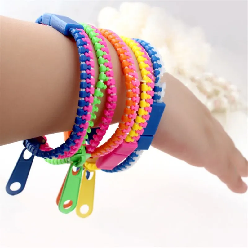 Nieuwe zip armband polsband dubbele rits armband fluorescerende neon creatieve armband voor vrouwen