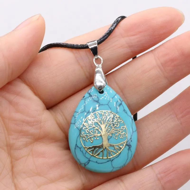 Pendant Necklaces Reiki Healing 7 Chakra Crystal Agates Necklace Amulet Natural Stone Lapis Lazuli Energy For Women Jewelry Gift272g