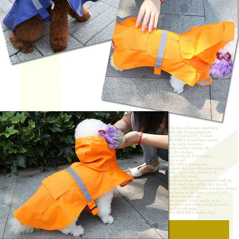 Reflective Tape Dog Raincoat Large Pet Coat Pets Clothes Teddy Bear Big RainCoat Puppy M-XXL 211007