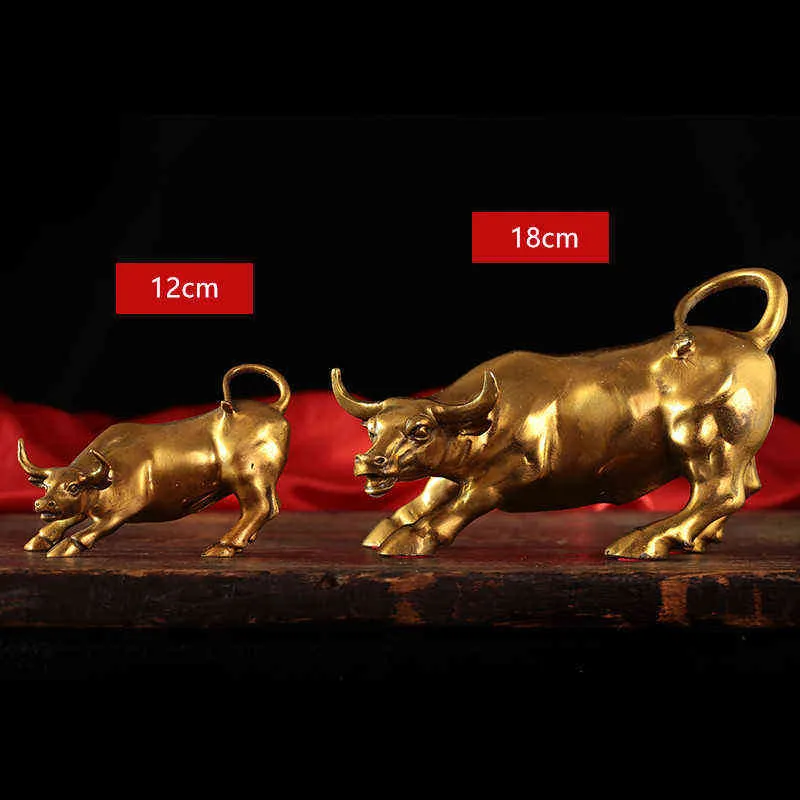 100 Brass Bull Wall Street Gado Escultura de Copper Cow Cow estátua Mascote Requintado Office Office Decoration Business Presente H19599751