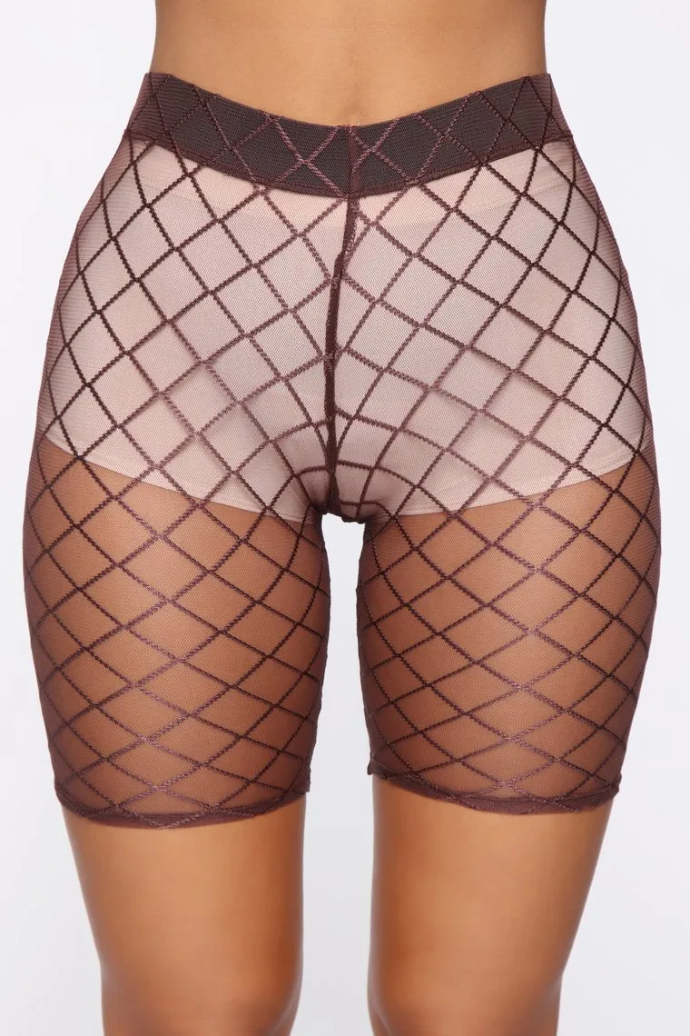 Letnie Szorty Kobiety Sexy See-przez Slim Fit Mesh Elastyczne Sporty Legginsy Wysoka Talia Krótka perspektywa femme 210517