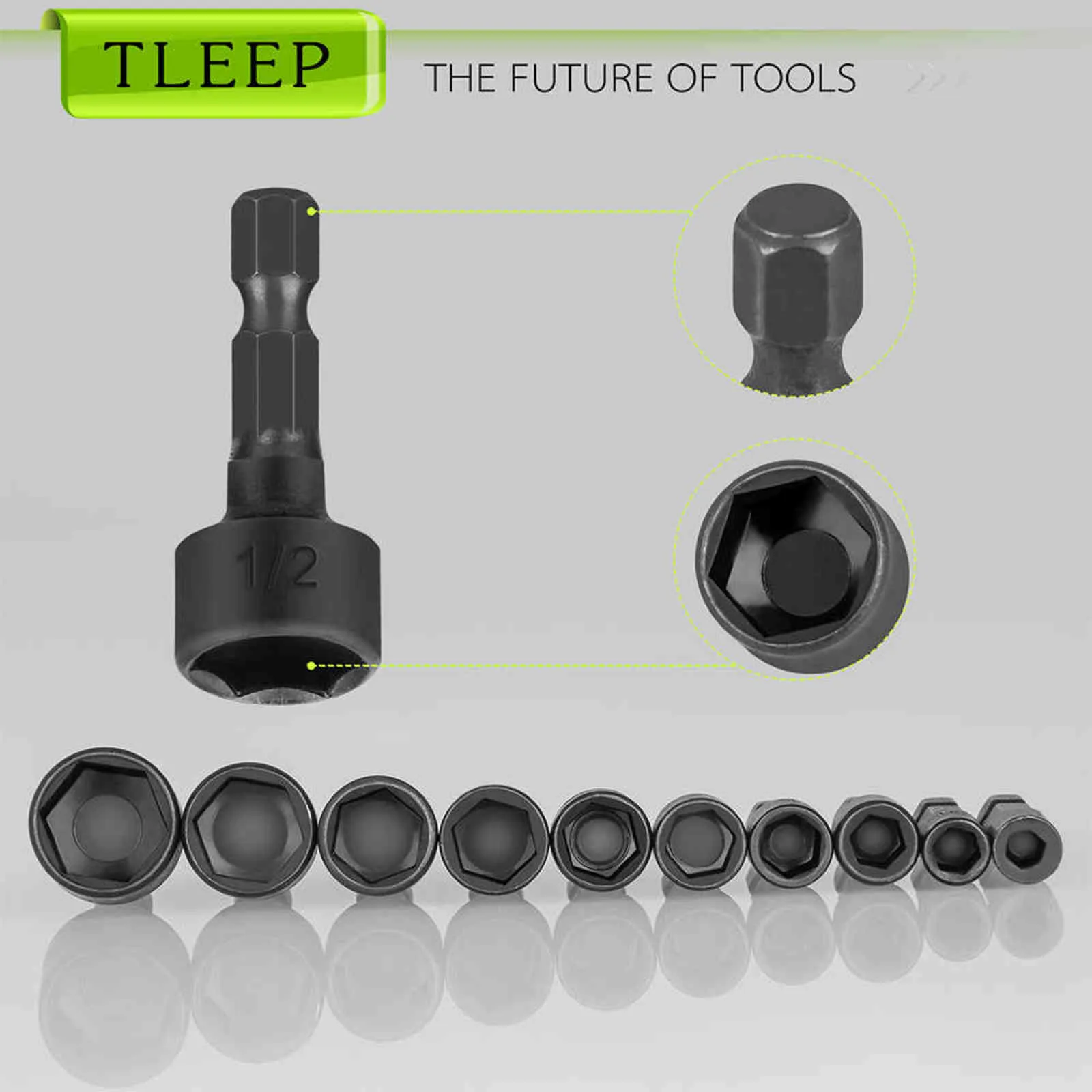 20 piezas destornillador de tuerca hexagonal, llave de vaso, destornillador, broca con conector hexagonal para destornillador, herramientas con mango, No magnético 2110291816816