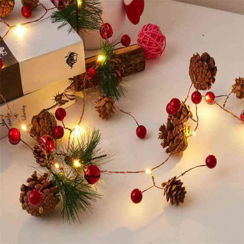 2m 20 LED's kerstversiering voor thuis koperdraad dennen kegel led licht kerstboom ornament 2022 Kerst natal navidad noel 2111104