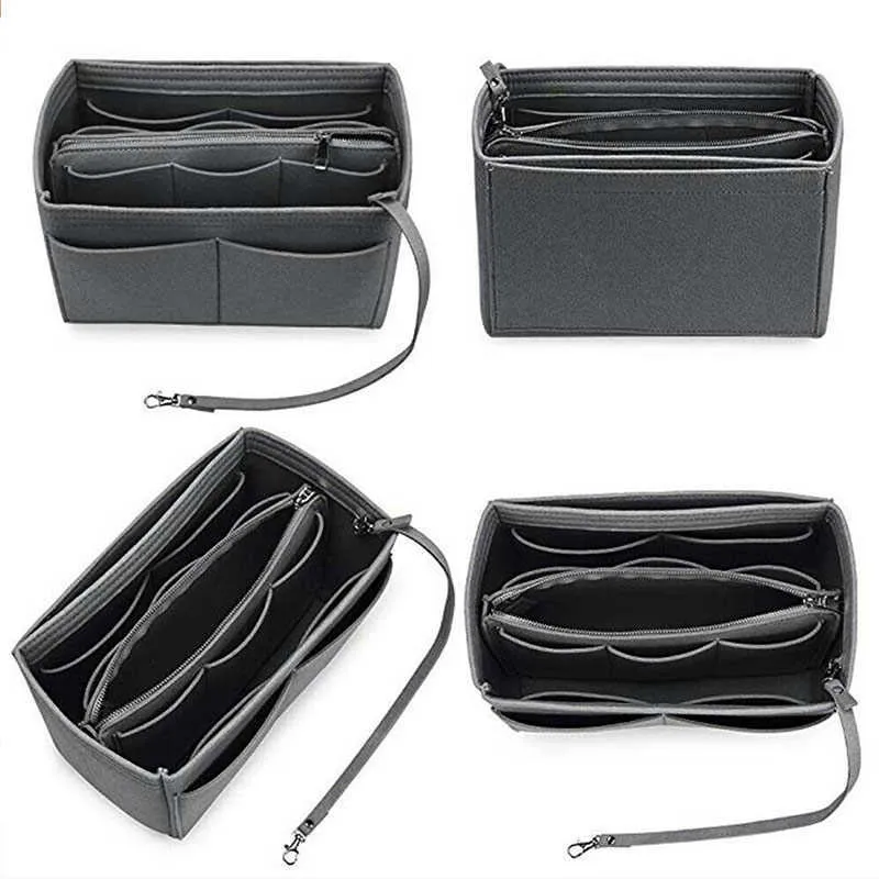 Felt Purse Insert Organizer Portable Cosmetic Bag Fit For Handbag Tote Various Bag Fashion Makeup Bag Organizer Necessaire 210729207G