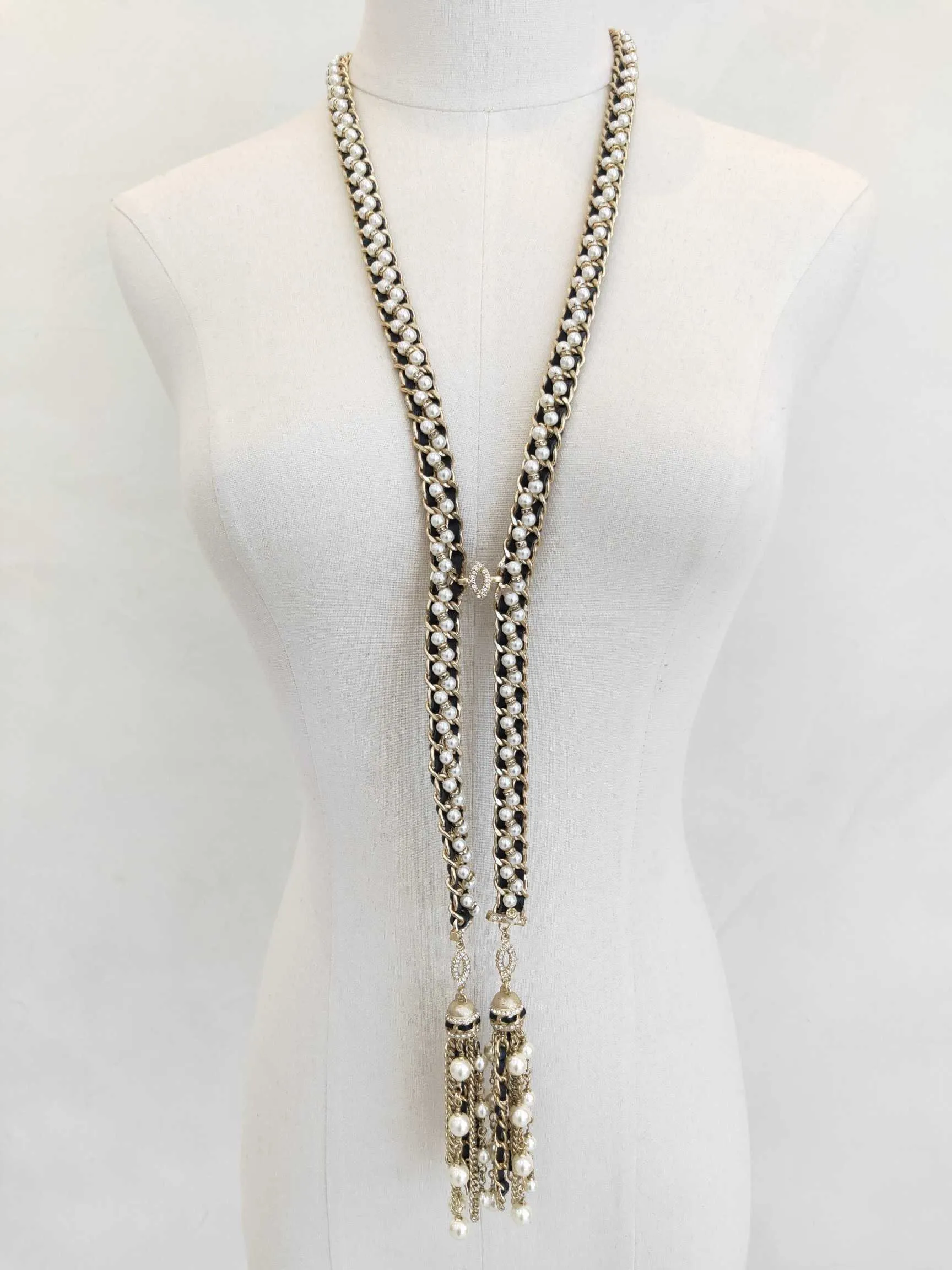 2020 marque de mode fête pour les femmes Vintage Multipl perle longue ceinture couleur or noir en cuir collier ceinture fête Fine bijoux 3236821