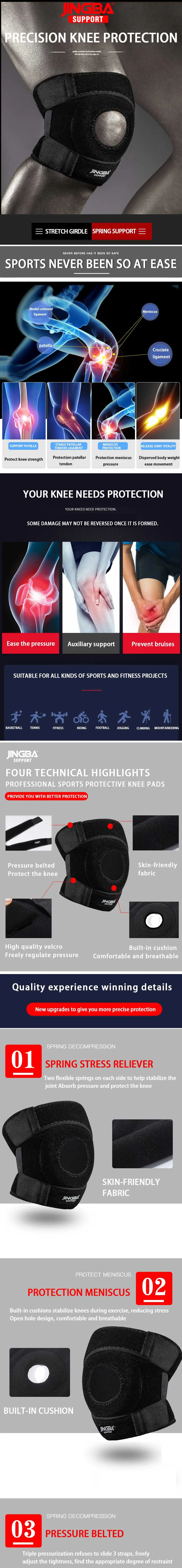 JINGBA SUPPORT ginocchiera pallavolo supporto ginocchio sport basket all'aperto Protezione anticaduta tutore rodillera deportiva2635928