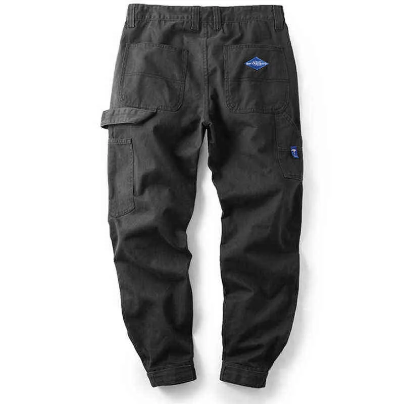 Мужские хлопчатобумажные спортивные штаны бегуны мужские свободные грузовые брюки карманы трассы тактические повседневные технологии мужские брюки спортивная уличная работа G220224
