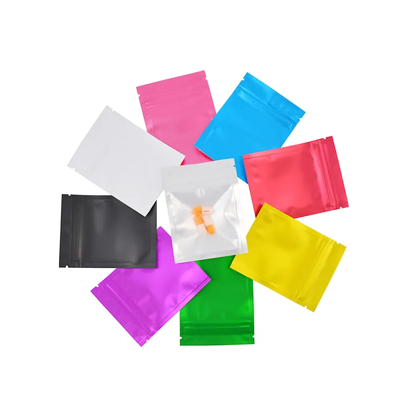plat Mylar pochette en plastique transparent mat fermeture à glissière paquet sacs auto-scellant papier d'aluminium emballage sacs en gros