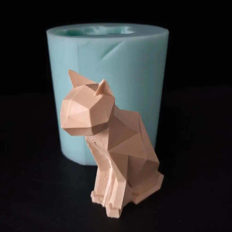 Stampi da forno 3D Animale Gatto Geometria Gattino Cemento Stampo cemento Aroma Pietra Manuale Fai da te Silicone Candle271u