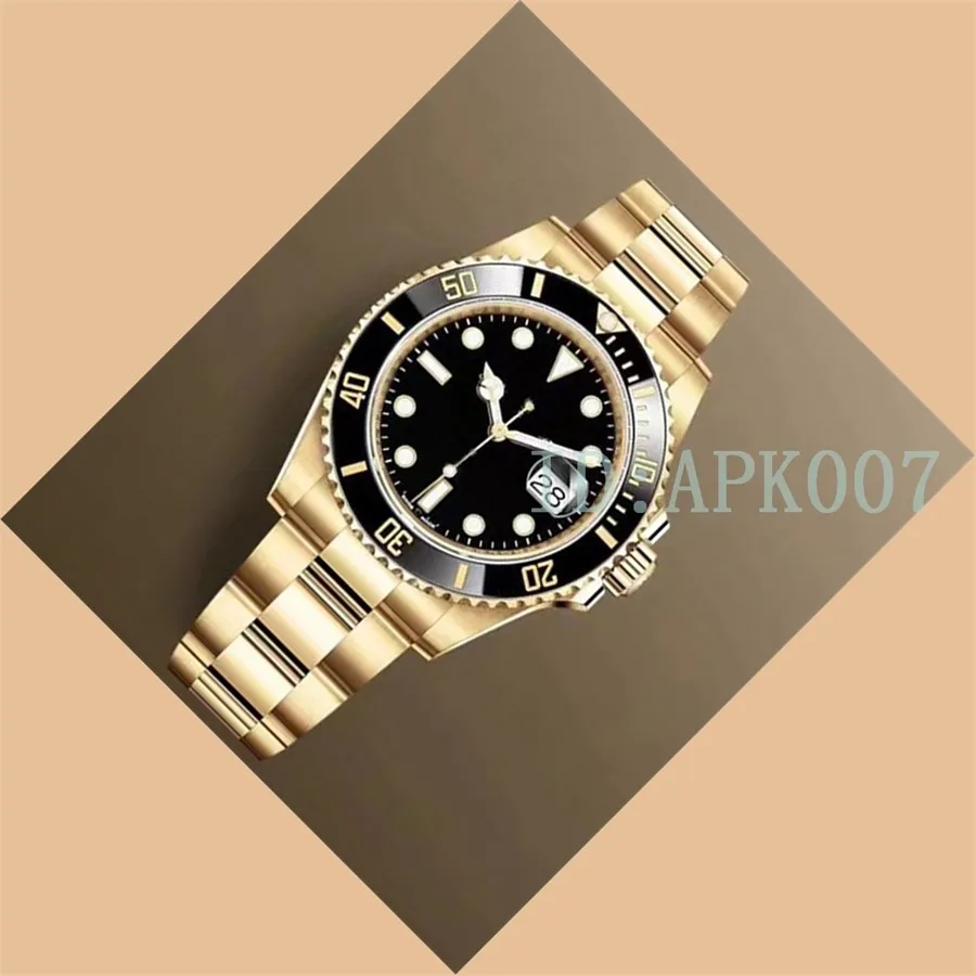 APK007 MENS Automatiska klockor Ceramics Bezel Men Watch High Quality Gold Wristwatches Men039s Gift Sub Wristwatch Rabatt 173R7160672