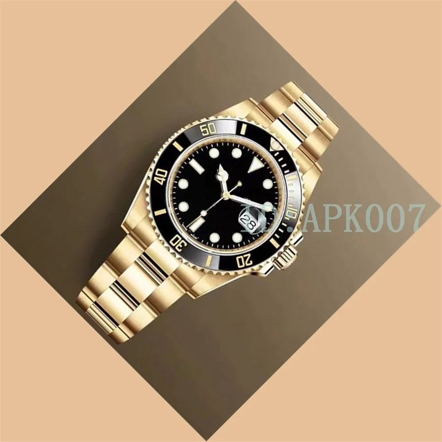 APK007 MENS Automatyczne zegarki Ceramika Bezel Mężczyźni oglądają wysokiej jakości złote zegar na rękę męskie podtwór