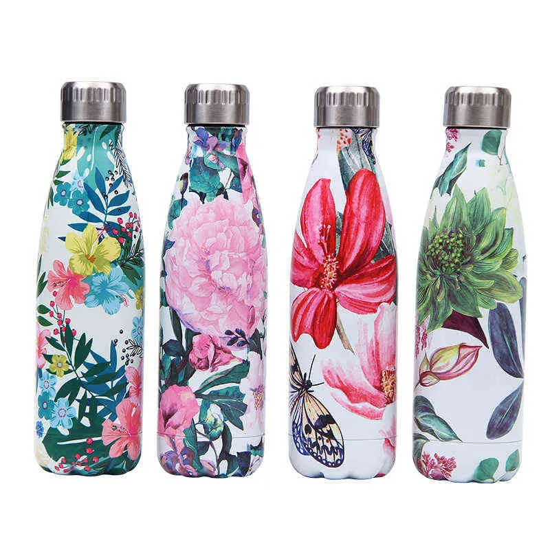 Custom 500Ml Double Wall Insulated Vacuum Flask Bpa Free Thermos Stainless Steel Water Bottle Christmas Gift Sport 211122