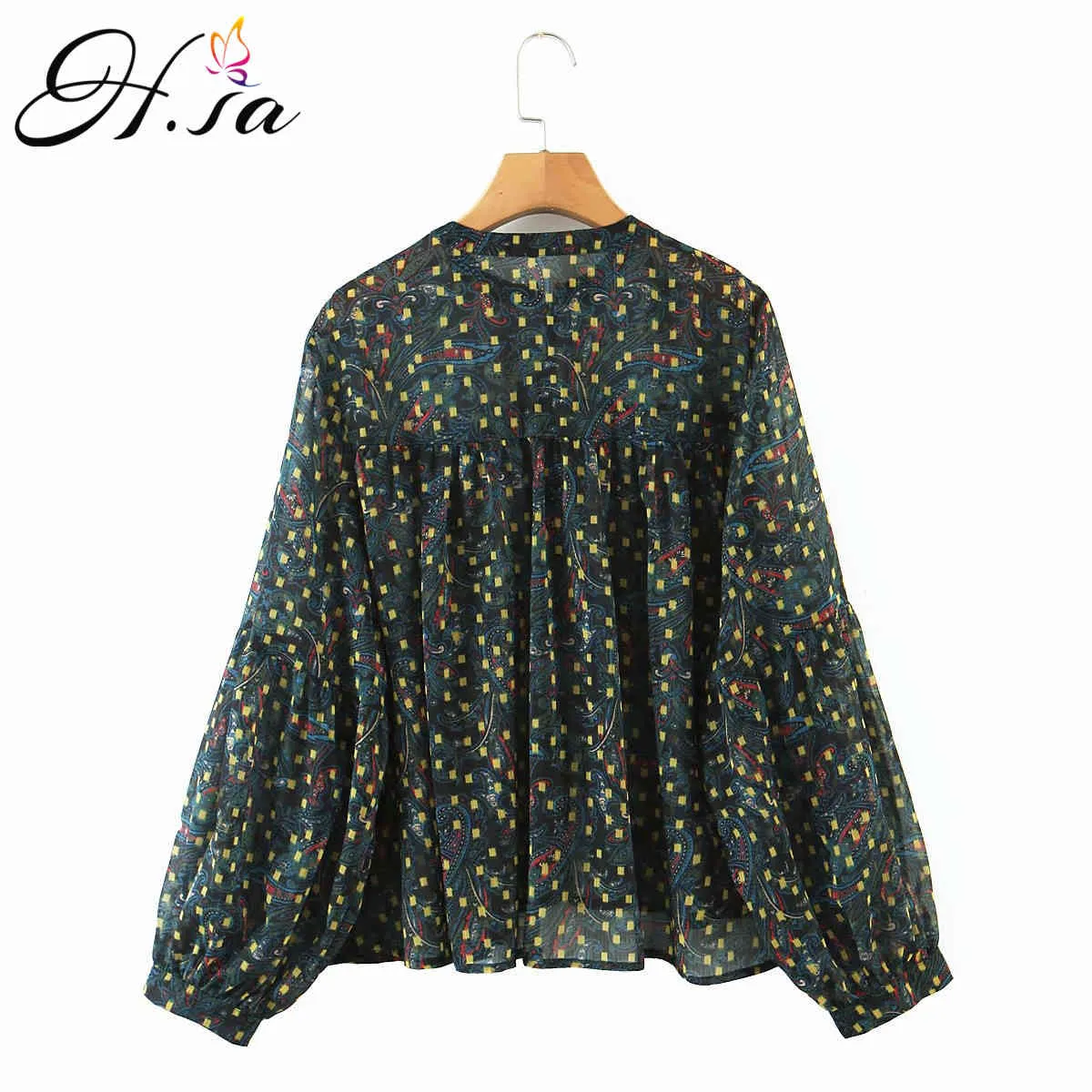 HSA Dames Casual Chiffon Blouse Lange Mouw Polka Dots Gedrukt geplooid Blusa Zomer Tops Chic Elegant Vrouwelijke Shirts 210417