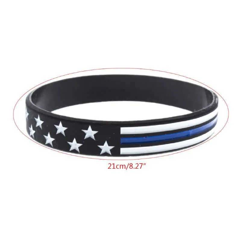 Bracelet en caoutchouc de Silicone à rayures étoiles drapeau américain, mince ligne rouge bleu blanc, cadeau