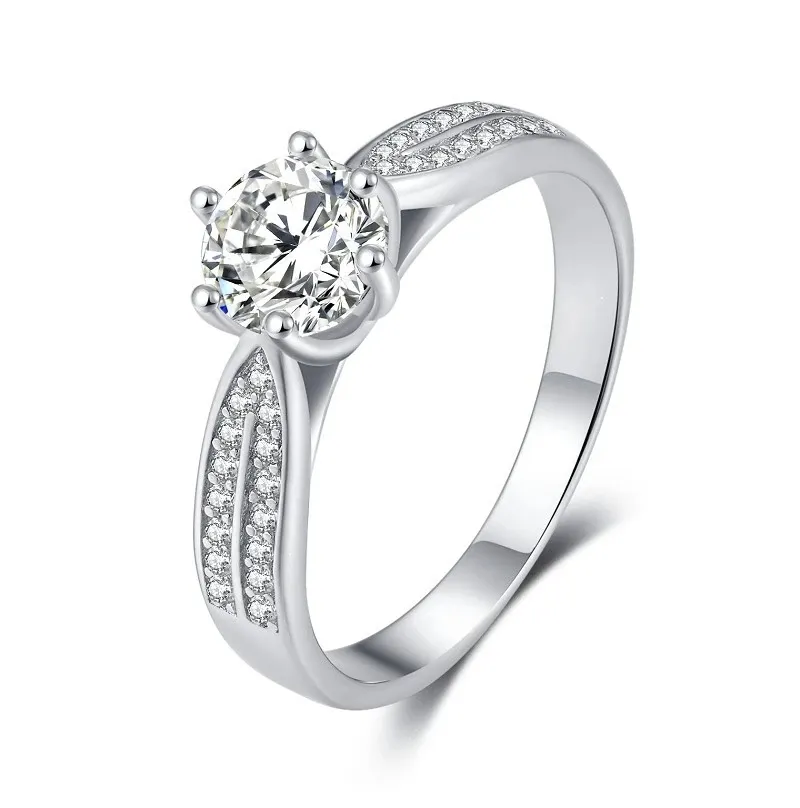 Américain New Bow Design S925 Sterling Silver Moissanite Proposition De Mariage Simulation Couronne Bague En Diamant Femme De Luxe Bijoux