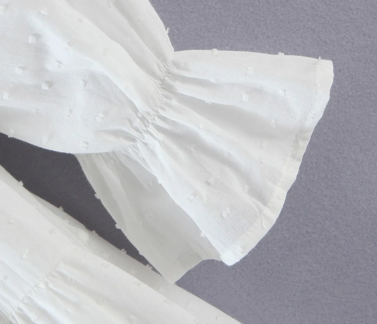 Printemps 3D Dot Blanc Élastique Ruché Corps À Manches Longues Swing Robe Élégante Femmes Cravate Arc Ceintures Plissée Midi Robes Robe 210429