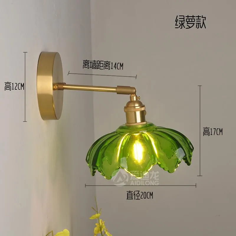 Vägglampor iwhd nordisk modern kopparlampa sconce switch gröna glas japan stil badrum spegel trappa ljus wandlamp applikation mura217s