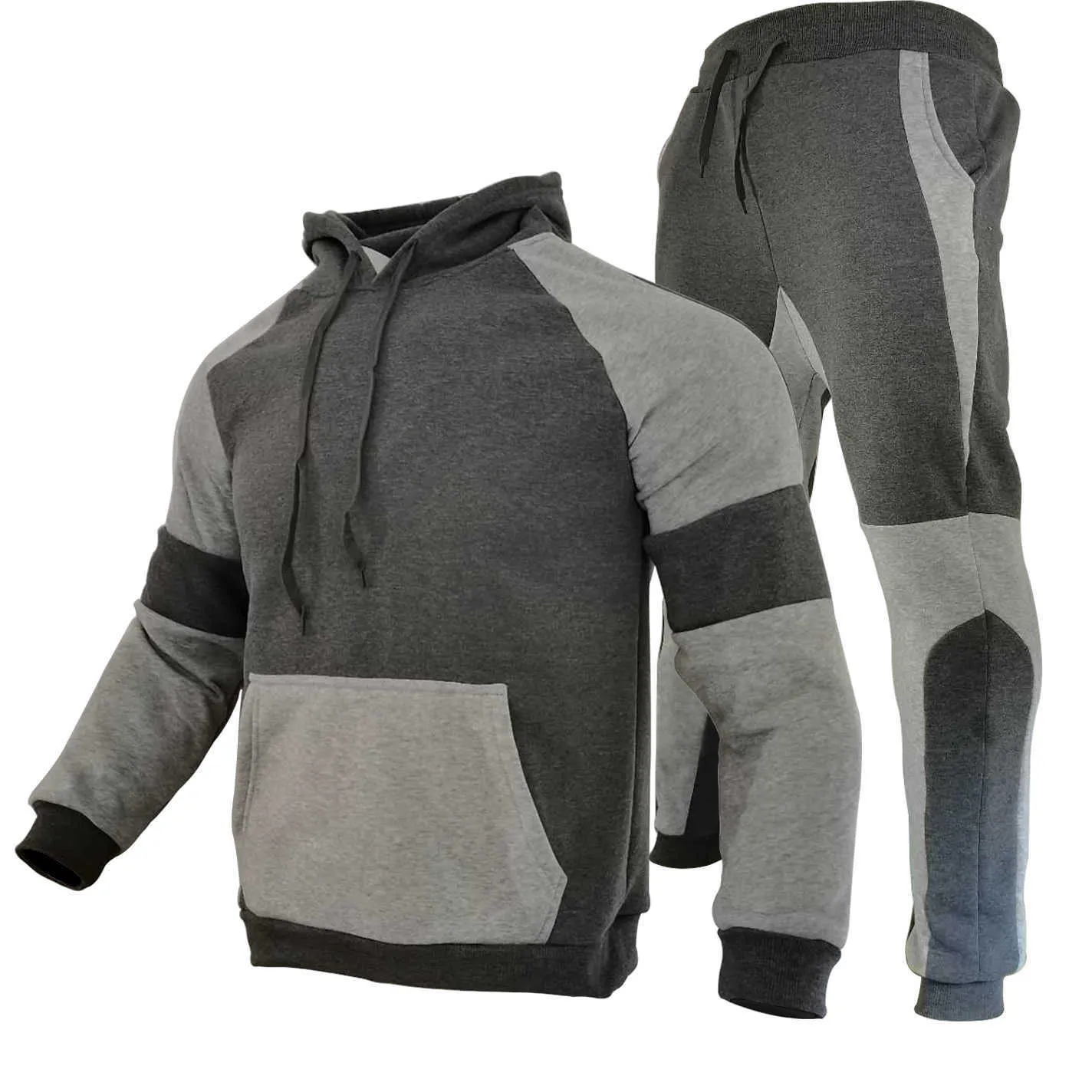 New2021 Mode Herren Kleidung Pullover Pullover Baumwolle Männer Trainingsanzüge Hoodie Zwei Stücke + Hosen Sports Shirts Herbst Winterspur X0610