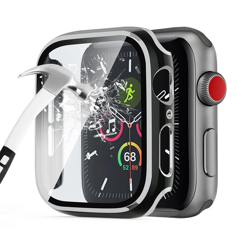 Apple Watch 6 SE 5 4 3 Bumper Glasscase for IWATCH 44MM 42mm 42mm 38mm 38mmフレームAccessorie1472385用スクリーンプロテクターカバー