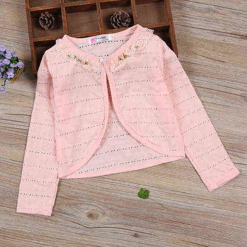 White Girl Cardigan Kids Spring Autumn Long Sleeve Cotton Sweater For 1 2 3 4 6 8 10 11 Years Old s Coat 175005 211104