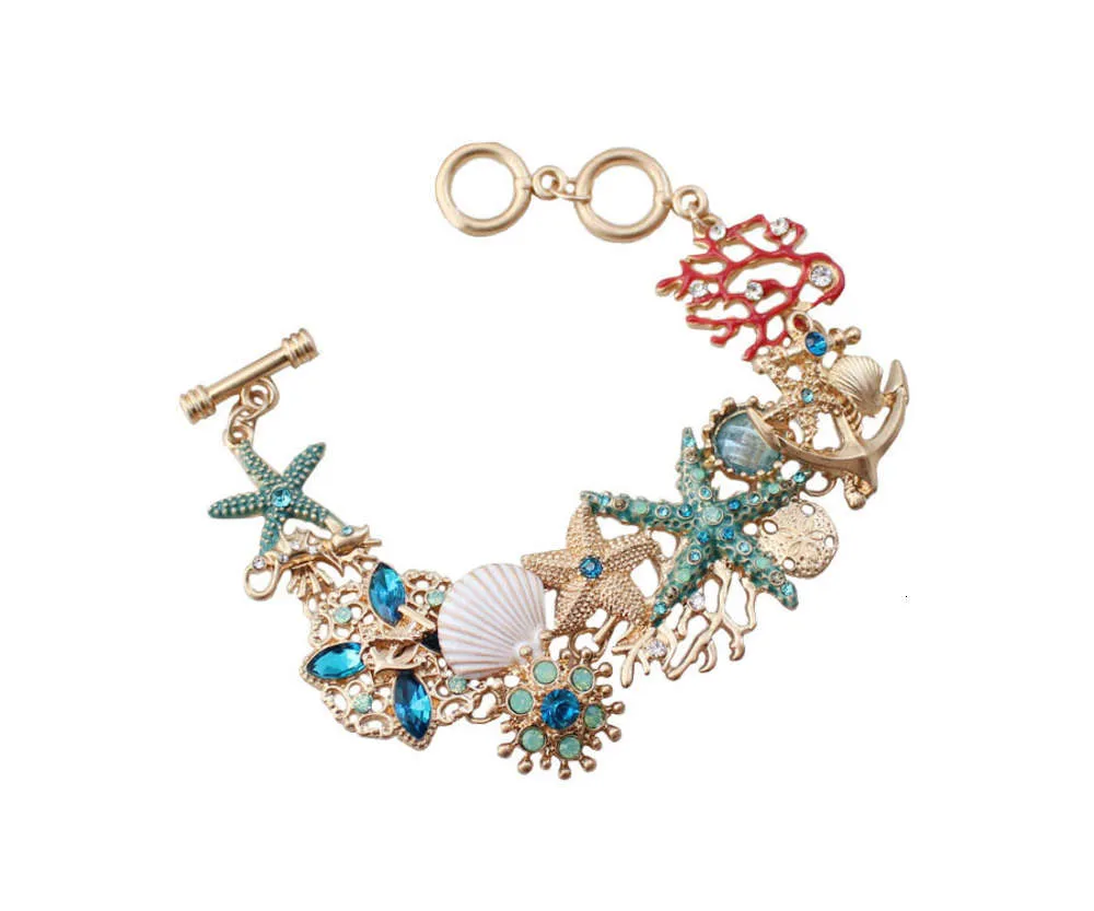 Haute qualité 99 carats bijoux de mode océan étoile de mer corail coquille ancre Bracelet OT3823874