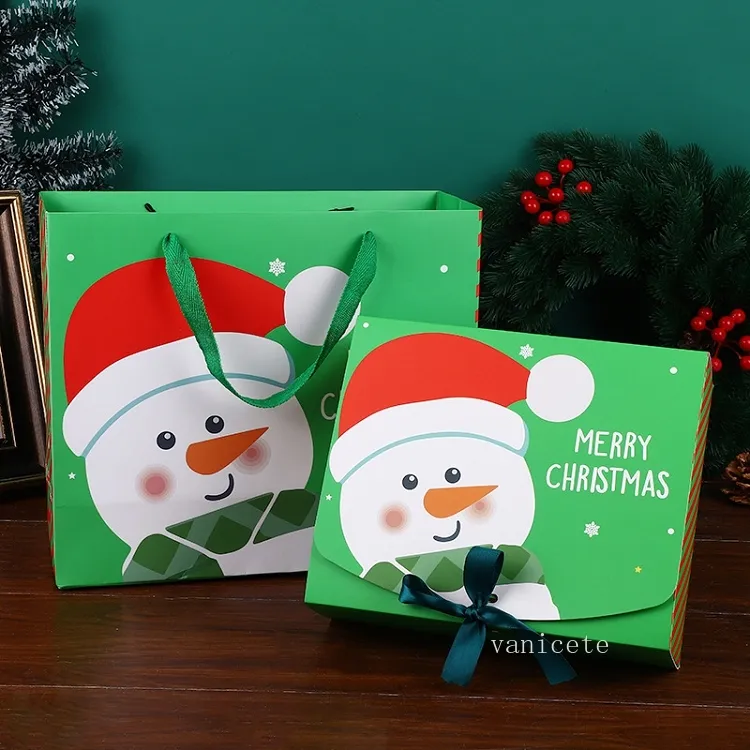 Natal grande caixa de presente santa papercard kraft presente festa festa caixa de doces vermelho e verde festa favor presente saco t2i52782