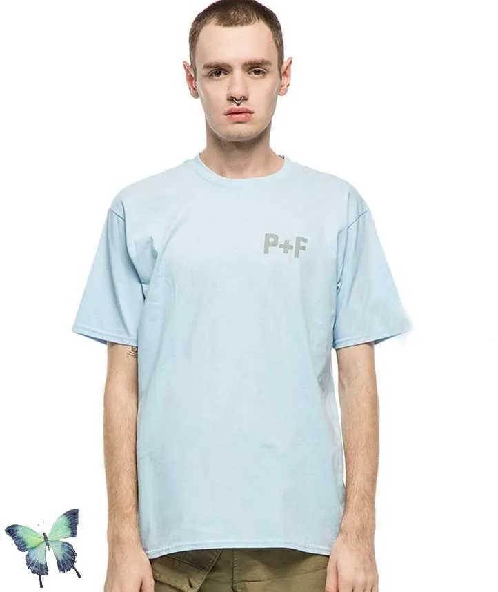 P + F 3M T-shirt réfléchissant Places Faces T-shirt de couleur unie de haute qualité Hommes Femmes Mode Casual T-shirt Places + visages T-shirts X0726