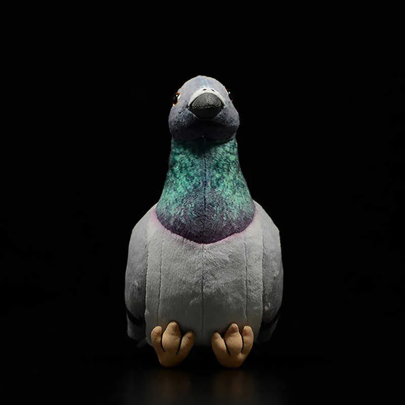 Simulering söta grå duvor plysch leksak vit rock dockor fred s liten bokstav fågel modell barn gåva 210728
