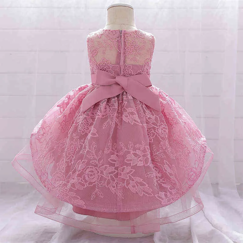 2021年夏の幼児の最初の誕生日ドレスのための赤ちゃんの女の子の服のウェディングドレスの王女のドレスパーティービーズの服3-24月G1129