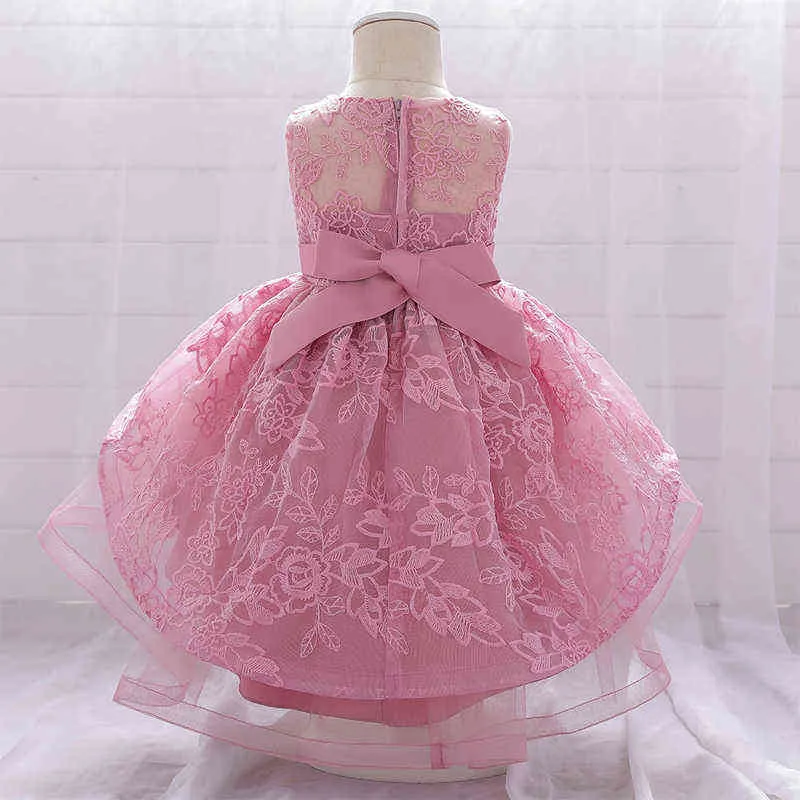 2021 Summer Toddler First Birthday Dress For Baby Girl Clothes Wedding Dress Princess Dresses Party Beading Clothing 3-24 Month G1129