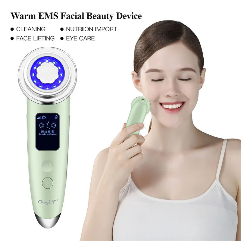 EMS LED -ljusterapi Skin Care BeautyMachine+Ultrasonic Scrubber+Electric Blackhead Remover+Nano Spray Face Steamer 220216