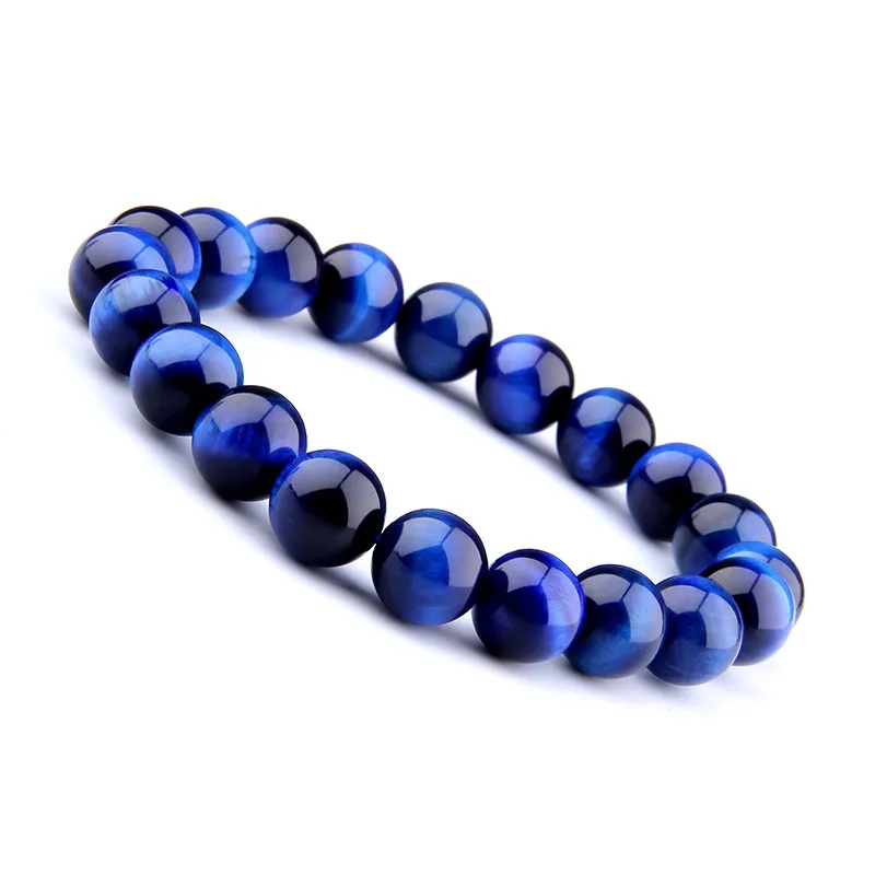 Bracelets de perles en pierre de brins naturels Bracelet extensible en œil de tigre bleu Lapis Lazuli