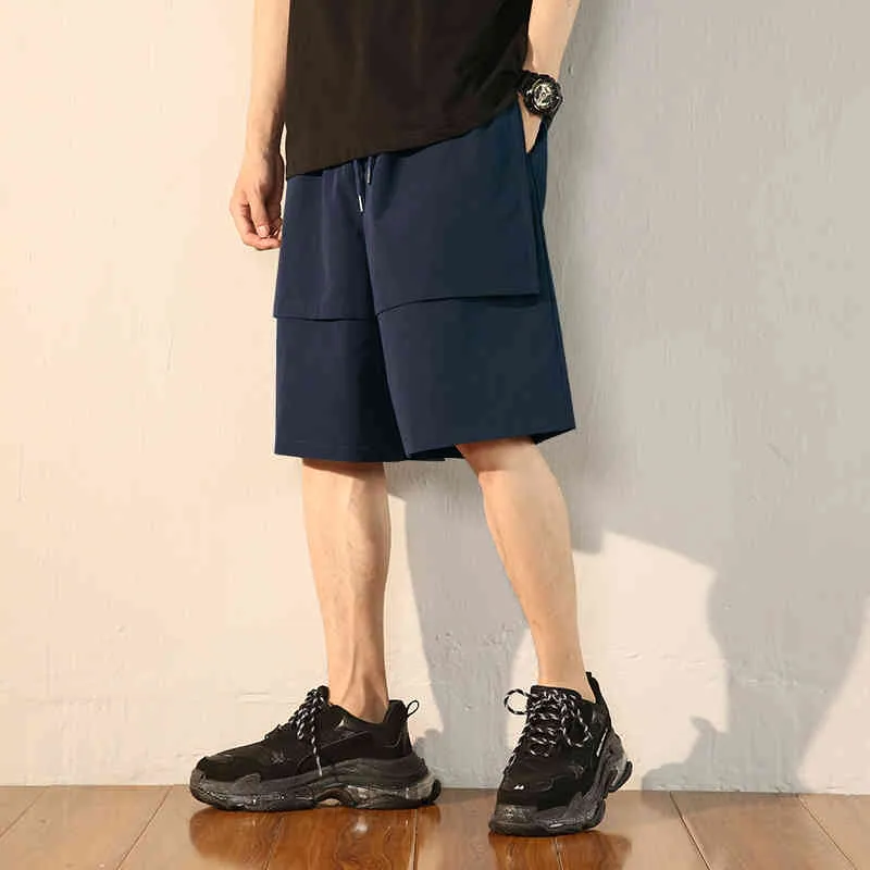 Pantaloncini da surf da uomo Pocket Solid Plus Size 3XL Loose Streetwear Coulisse Mens Hip-Hop Leisure Fashion Chic Simple Wide Leg Ins X0316