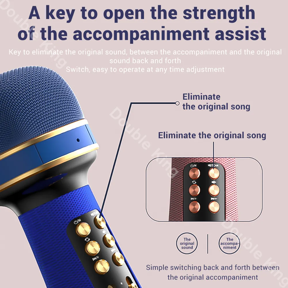 WS898 Bluetooth Handheld Microfoon Draadloze Karaoke Dubbele Luidspreker Condensator Microfoon Speler Zingen voor iOS Android Smart TV5766528