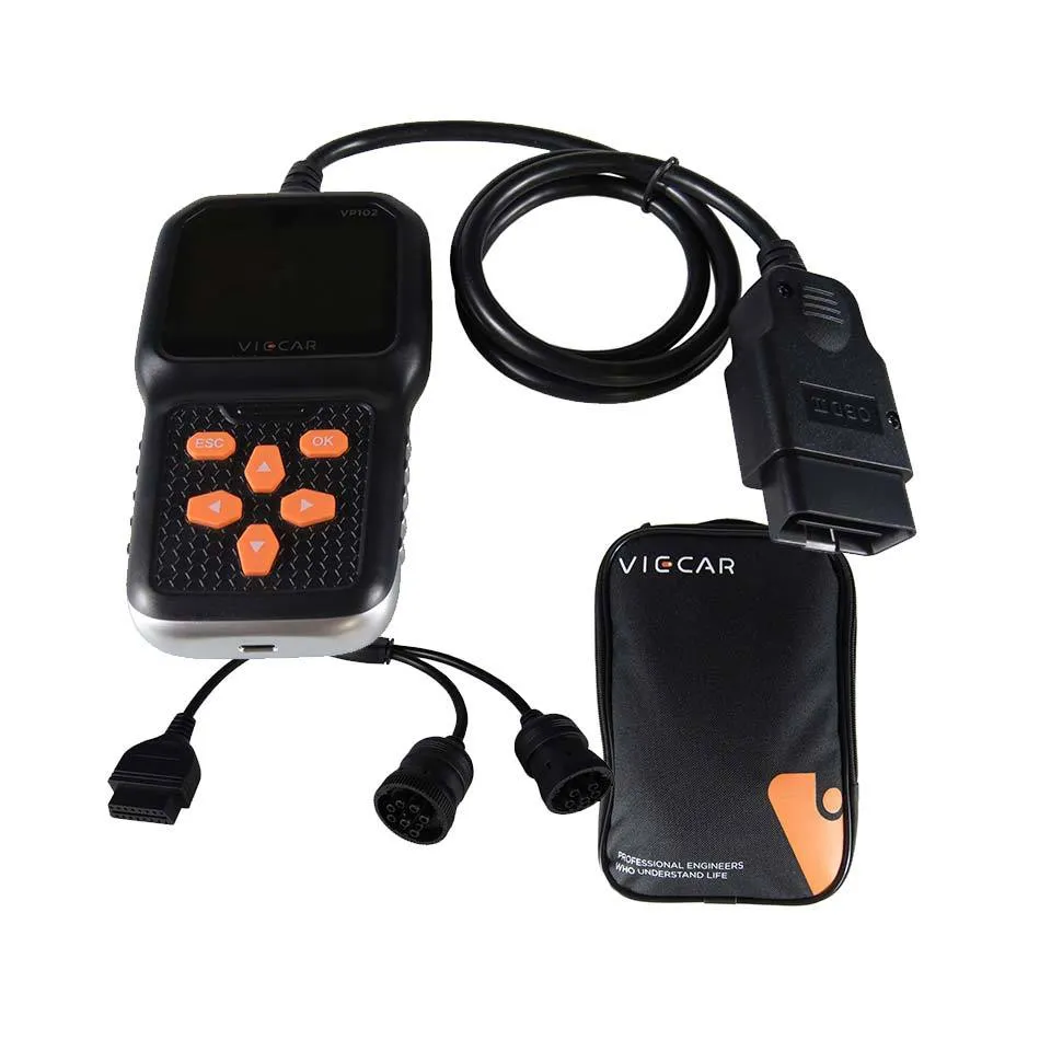 Heavy Duty Trucks OBD2 Diagnostic-Tools VP102 Viecar 12V / 24V voor J1939 J1587 J1708 Scania Truck OBD 2 Codelezer Scan Tool