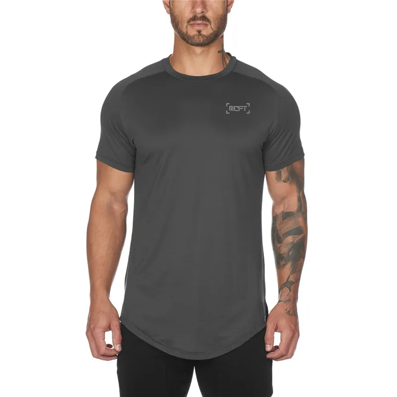 Brand Fashion T Shirt Men Mesh compression Breathable Mens Short Sleeve Fitness Mens t-shirt Gyms Tee Tight Bodybuilding Tops 210421