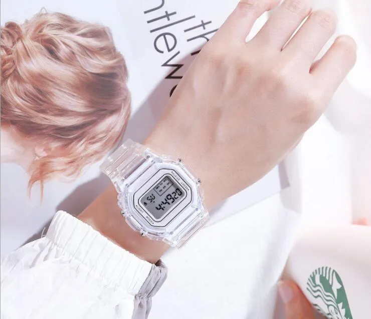 2021新しい女性デジタルシンプルな電子ユニセックス腕時計時計時計スポーツ学生の防水セットアラームluminous289m