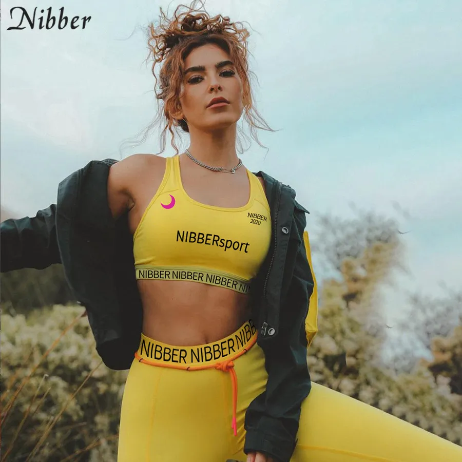 Nibber street sportswear donna canotte leggings di due pezzi 2020 estate stampa gilet elasticizzato fitness abbigliamento attivo tute X0428
