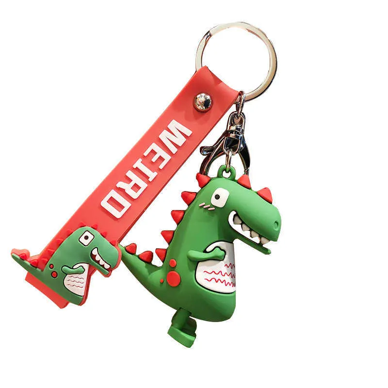 Mignon 3D Dinosaure Porte-clés Sangle Q Dessin Animé Animal Dragon Silicone Sac Téléphone Pendentif Femmes Hommes Garçon Fille Porte-clés Cadeau Accessoires G1019